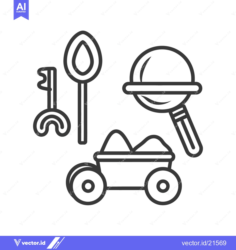 Premium Vector dari Black and white outlined illustrations of several children toys