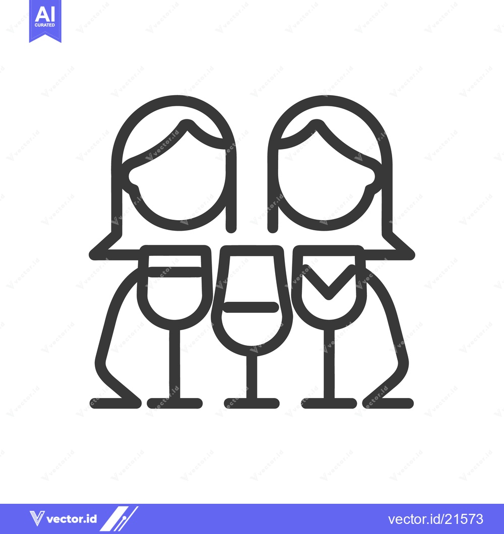 Premium Vector of Two female figures with wine glasses in an elegant illustration