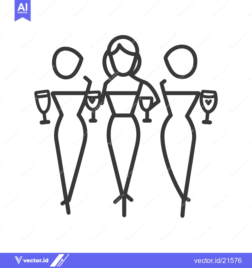 Premium Vector dari Three women are depicted in dresses holding glasses of beverages