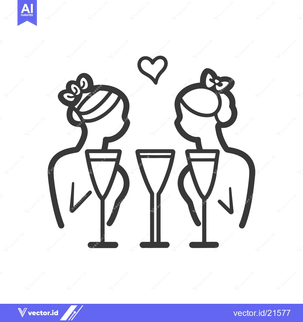 Premium Vector dari Two women are celebrating with drinks and a heart symbol