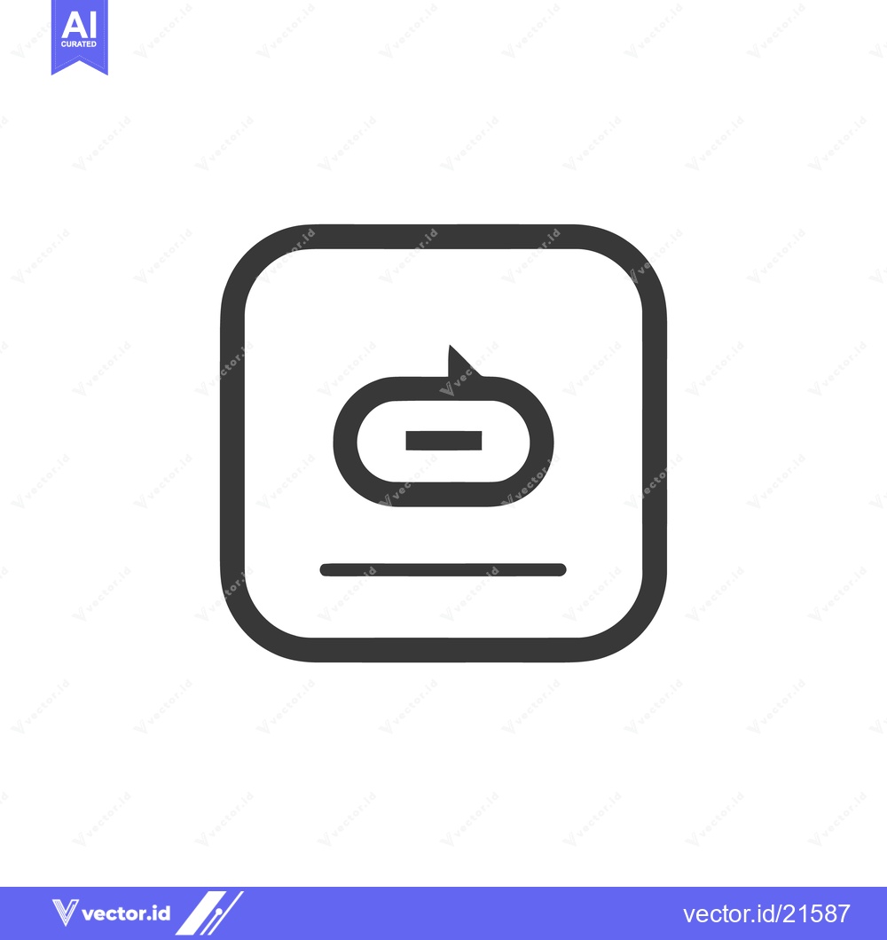 Premium Vector of Minimalist Chat Icon: Rounded Square with Speech Bubble and Text Line