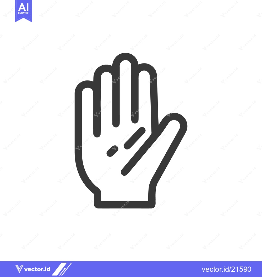 Premium Vector dari Minimalist Hand Icon: Open Palm Gesture in Bold Outline Style