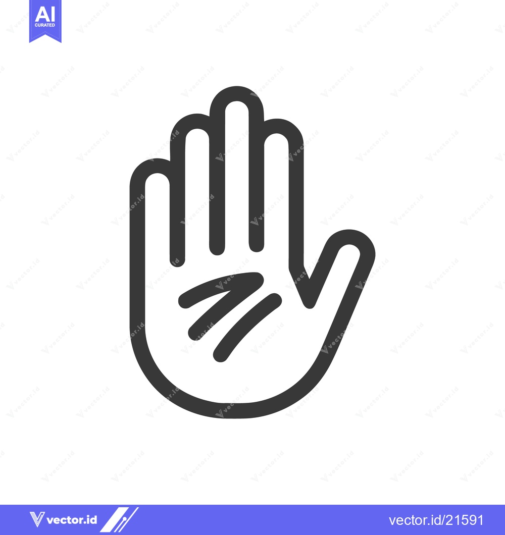 Premium Vector dari Stylized Hand Icon with Palm Lines on White Background
