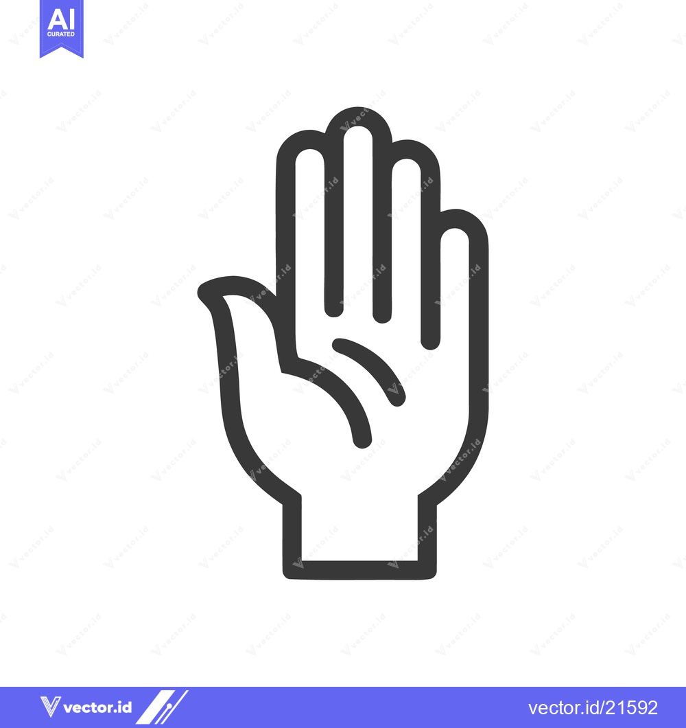 Premium Vector of Minimalist Hand Icon: Open Palm Gesture in Bold Outline Style