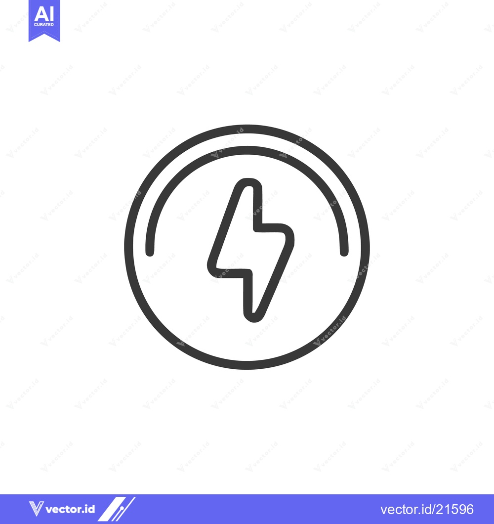 Premium Vector of Minimalist Lightning Bolt Icon in Circle, Energy Symbol, Clean Design