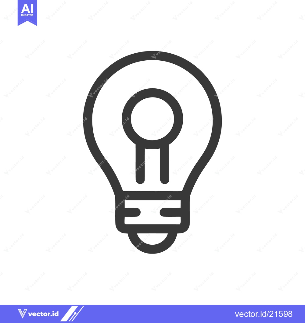 Premium Vector dari Minimalist Lightbulb Icon: Bold Outline on White Background, Idea Conc