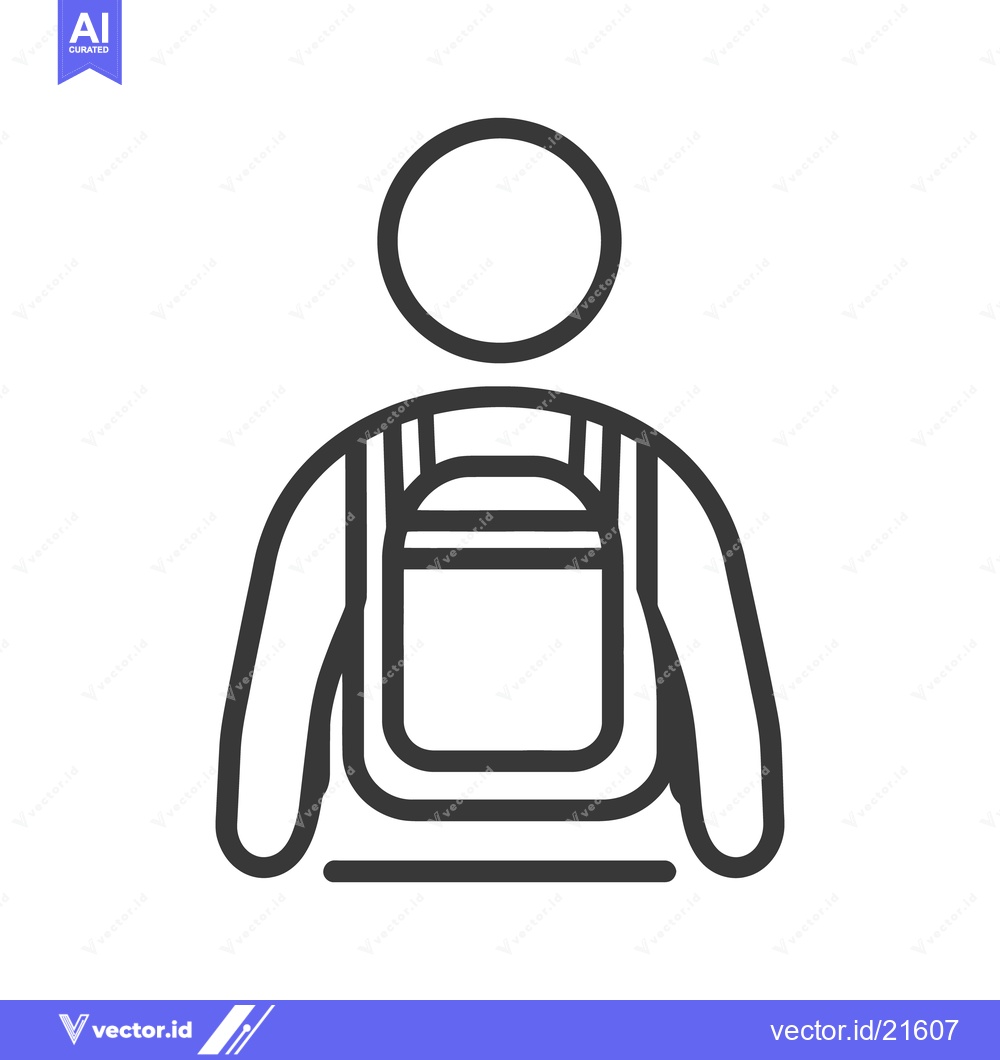 Premium Vector dari A simple outlined person carrying a backpack on their back