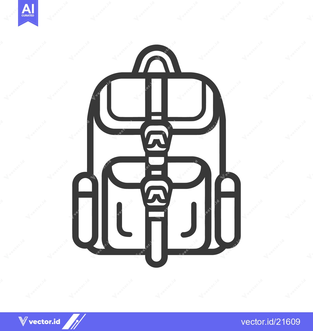 Premium Vector dari A simple line illustration depicts a filled backpack design
