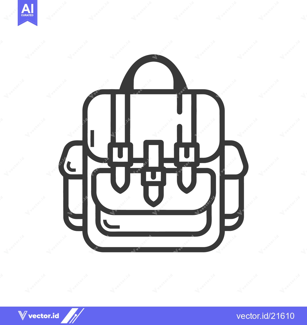 Premium Vector dari A detailed black and white illustration of a backpack design