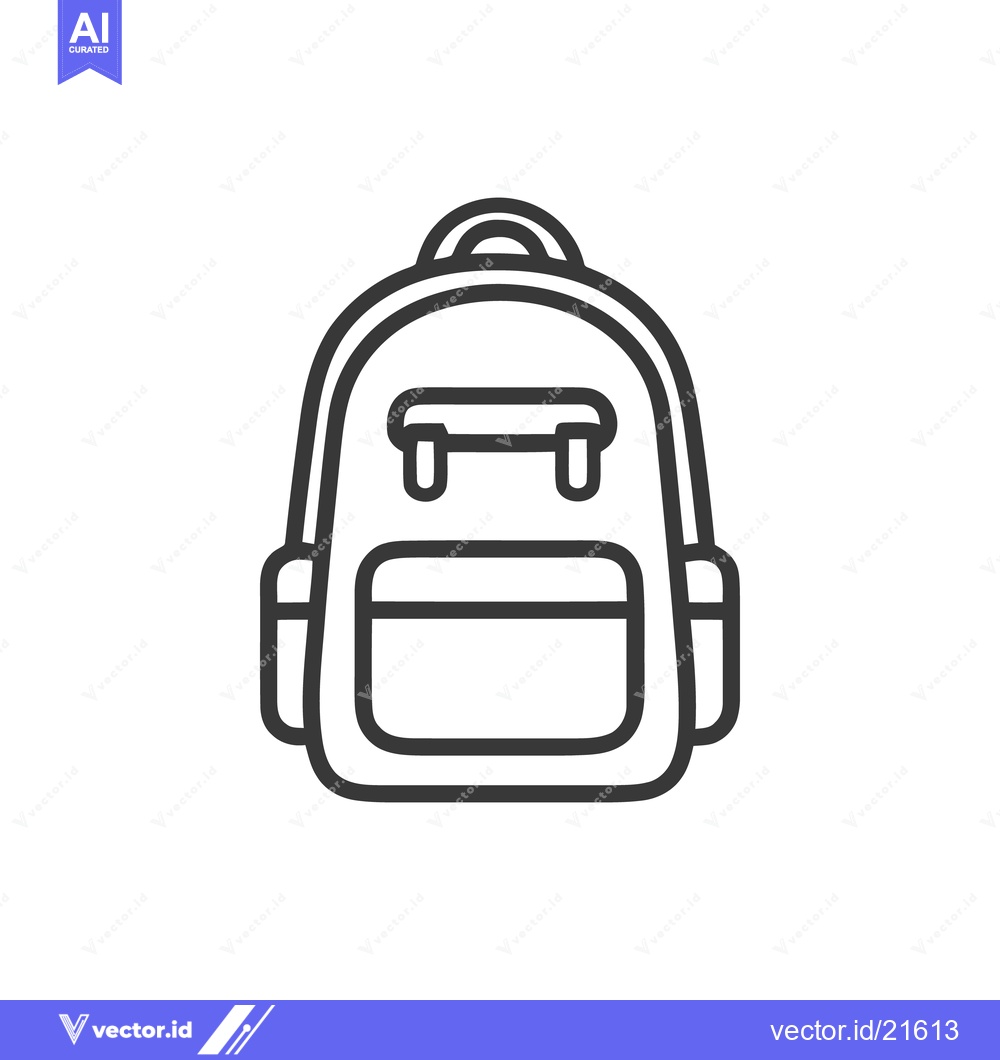 Premium Vector of Minimalist Backpack Icon: Simple Line Art Design for Education and Tra