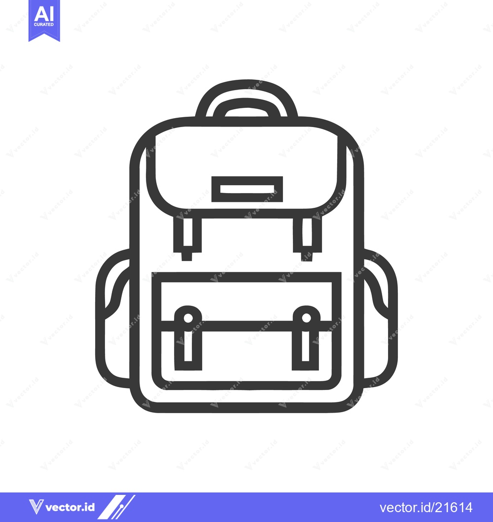 Premium Vector dari Minimalist Backpack Icon: Clean Line Art for Travel and Adventure