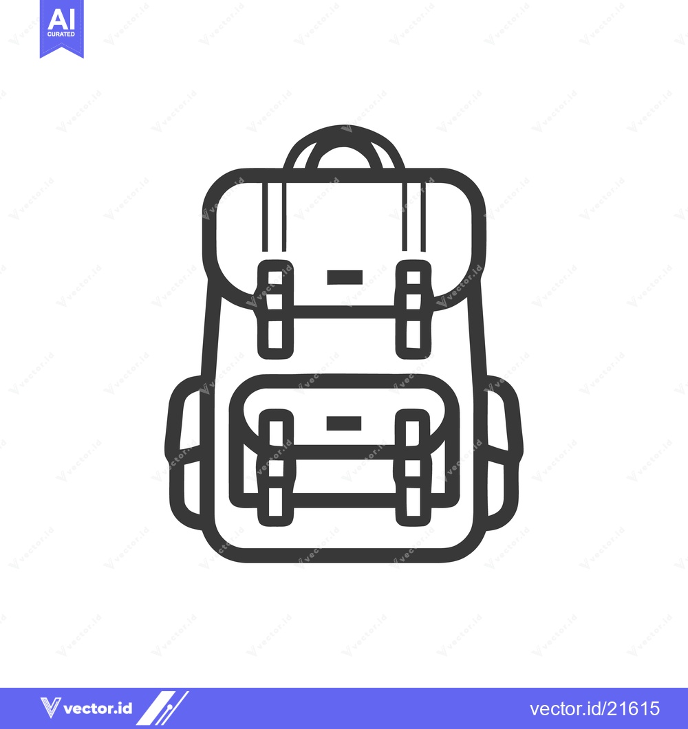 Premium Vector of Minimalist Backpack Icon: Adventure Ready, Black and White Design