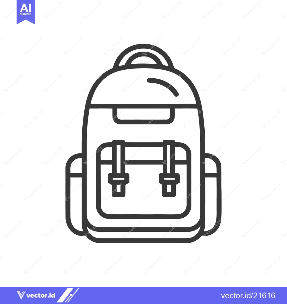 Premium Vector dari Minimalist Backpack Icon: Simple Line Art Design on White
