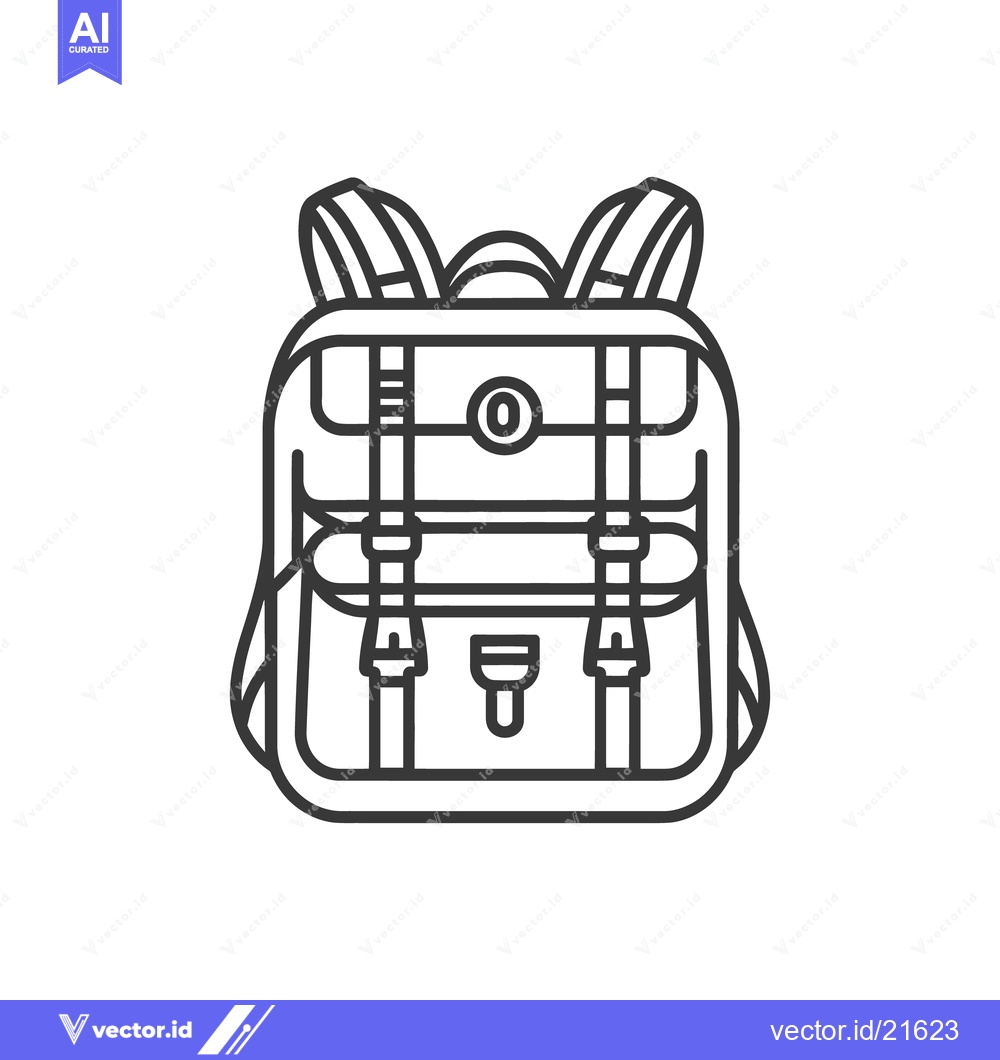 Premium Vector of A detailed graphic depiction of a classic backpack illustration