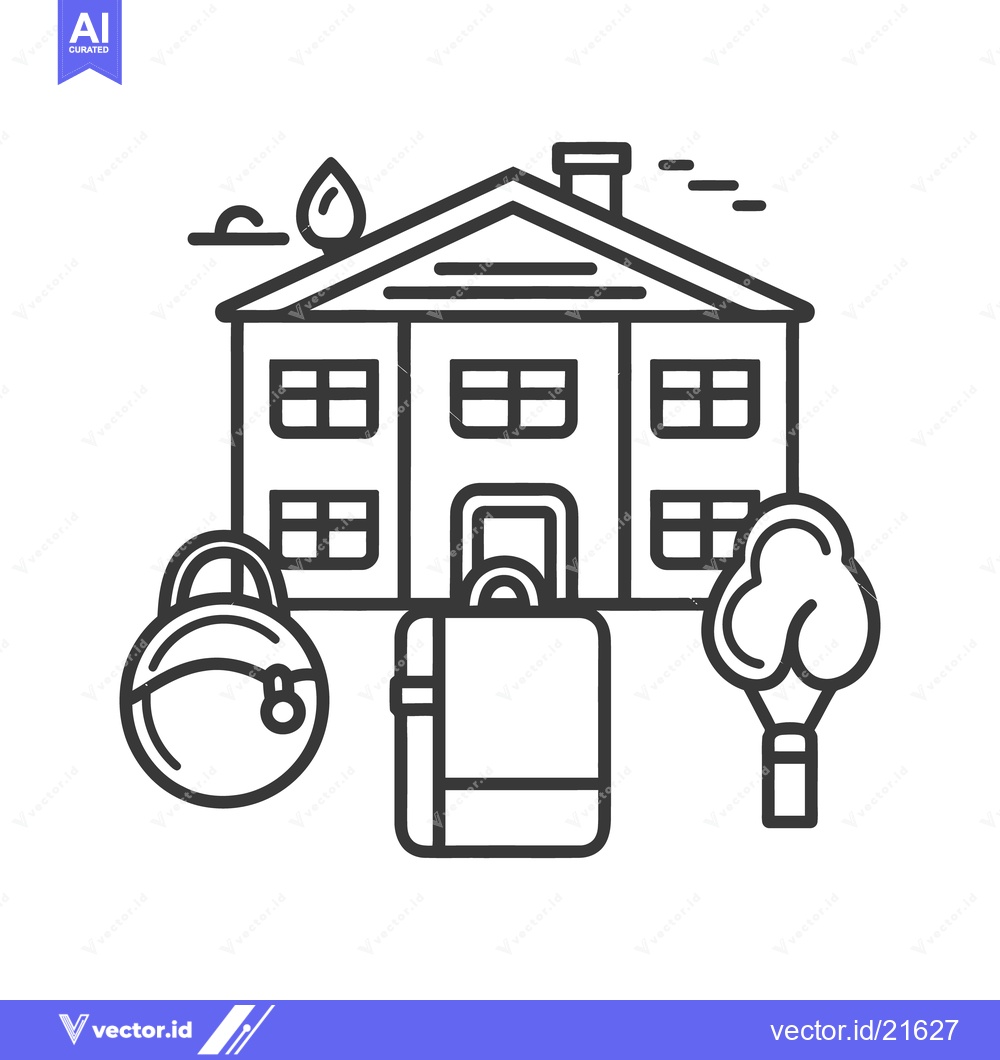 Premium Vector dari House featuring luggage and bag representing relocation or travel conc