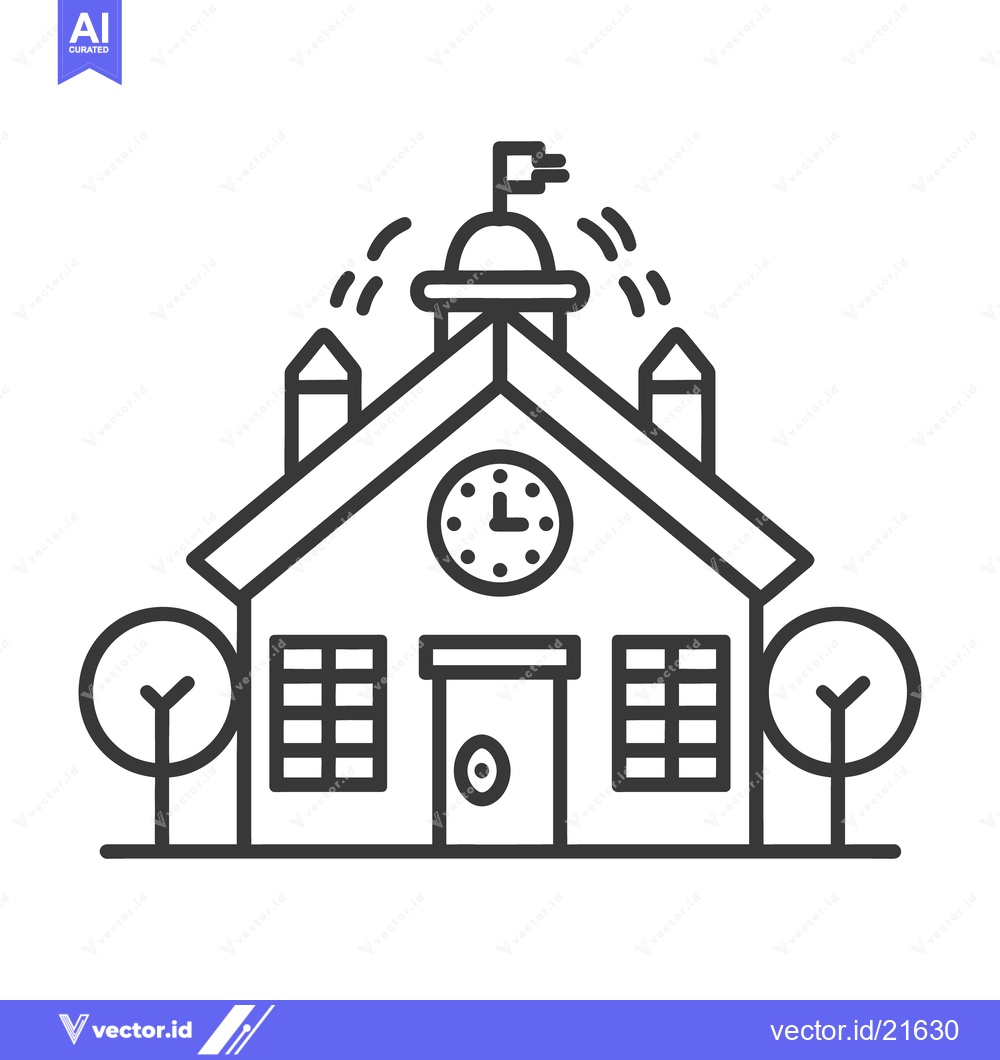 Premium Vector of A simple cartoon styled illustration depicting a school building exter