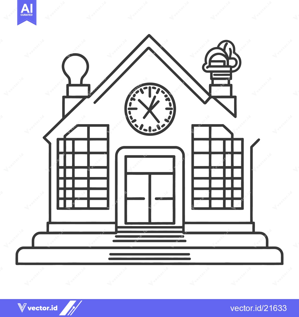 Premium Vector dari Black and white illustration of a building with a clock