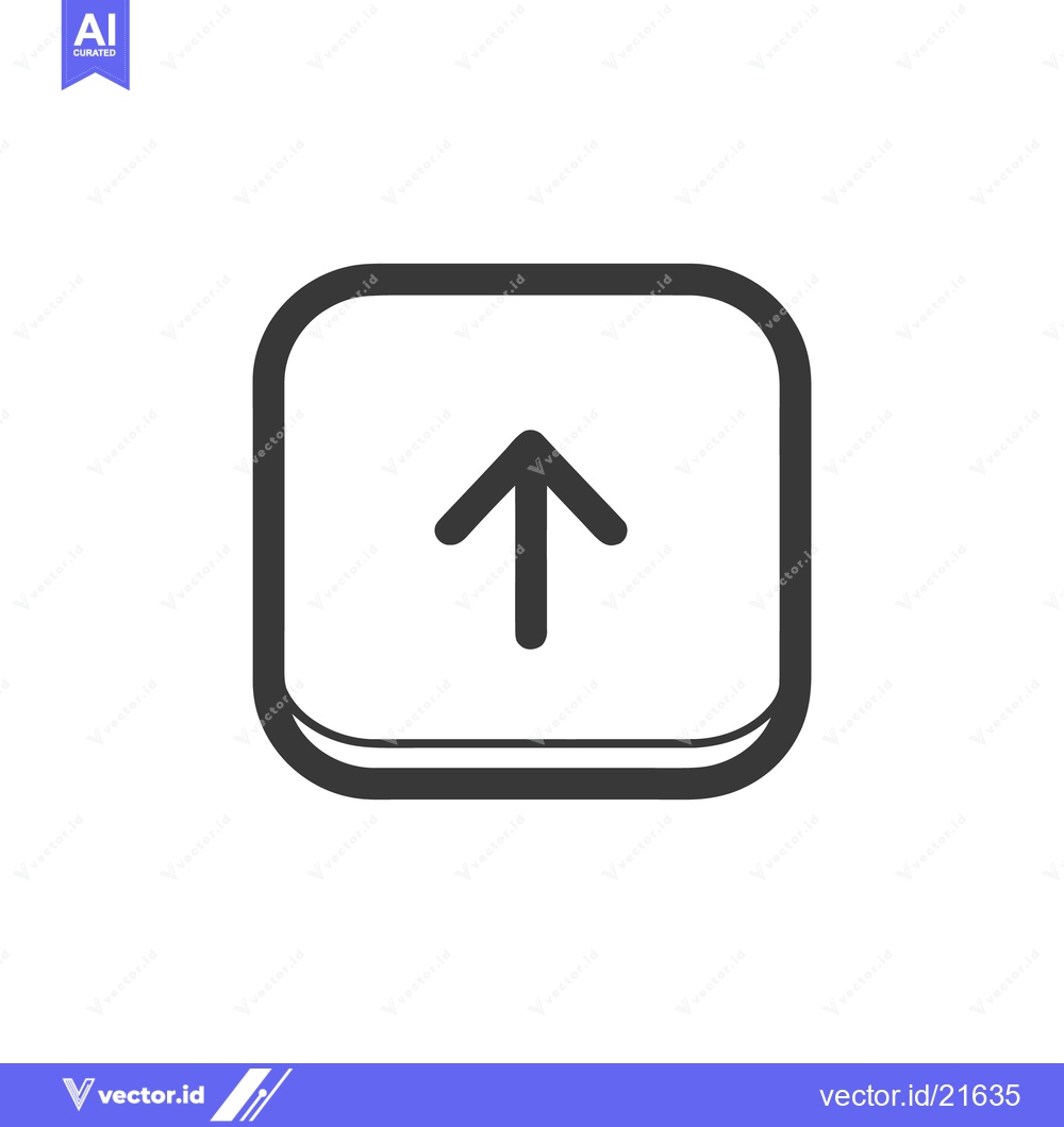 Premium Vector of Upload Icon: Bold Arrow Ascending from Rounded Square Button