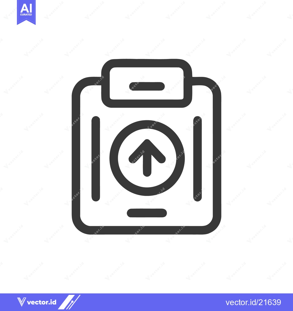 Premium Vector of Upload Icon on Clipboard, Simple Outline Style, Isolated