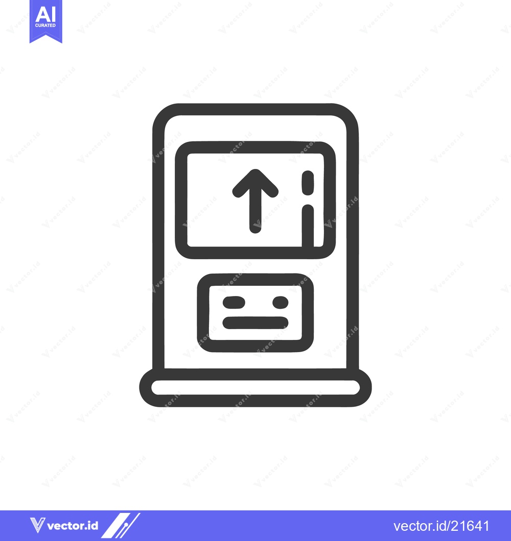 Premium Vector dari Stylized Elevator Icon with Up Arrow and Floor Indicator, Bold Outline