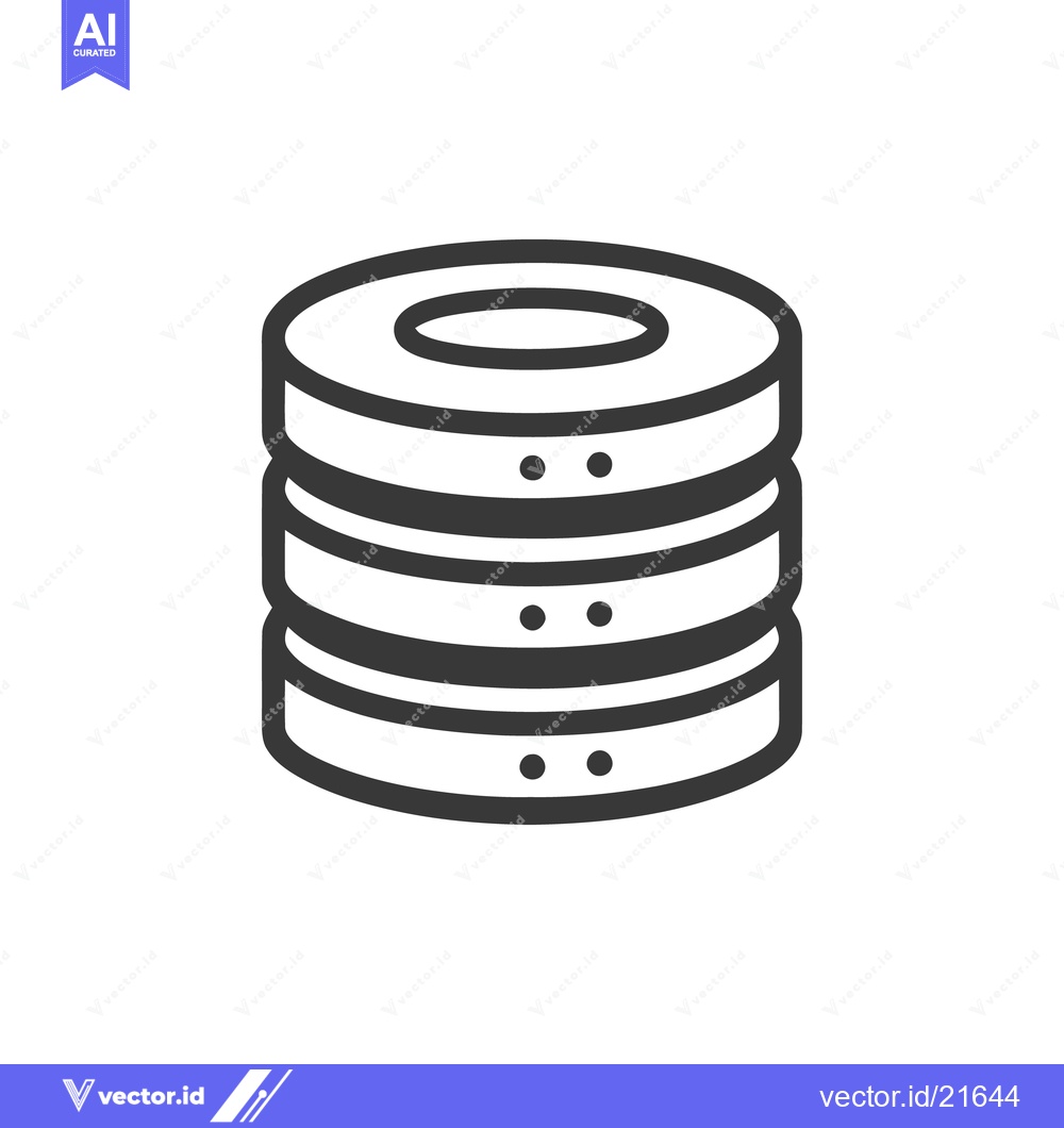 Premium Vector of Minimalist Database Icon: Three-Tiered Storage with Data Points in Bol