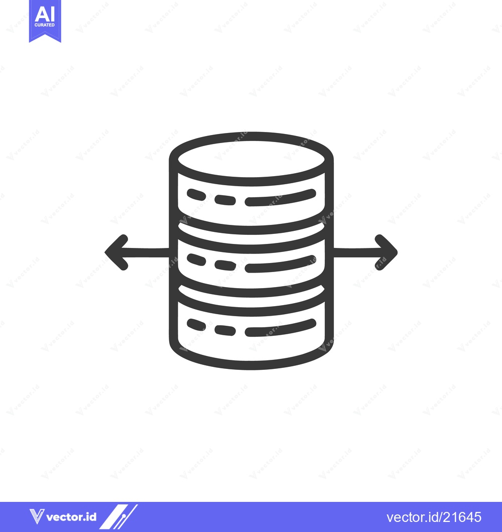 Premium Vector dari Database Icon with Arrows, Data Transfer, Outline Style, Isolated on W