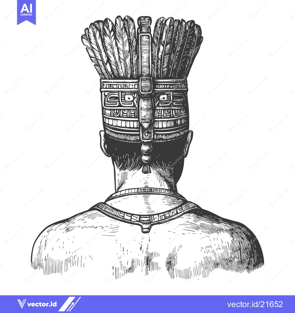Premium Vector of Back view of an indigenous person wearing a headdress