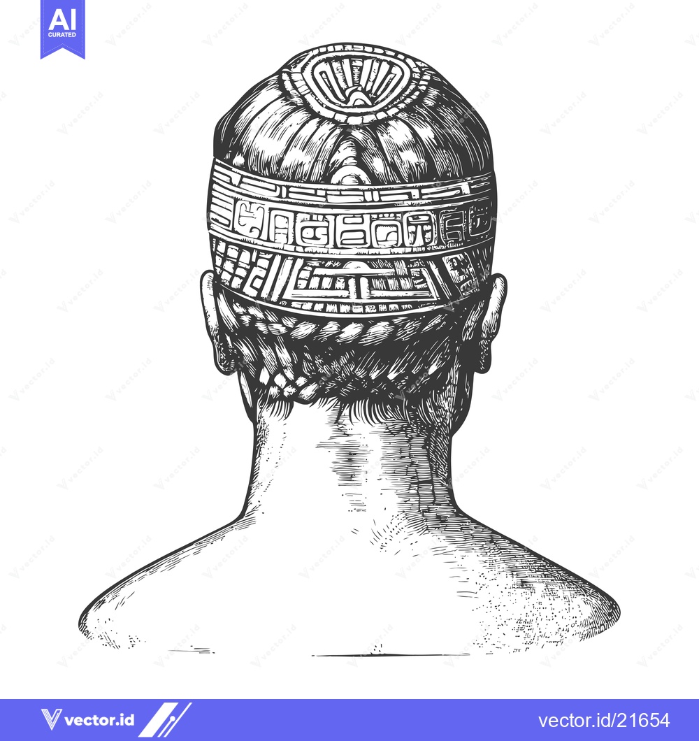 Premium Vector dari Back View of a Person Wearing a Patterned Headband