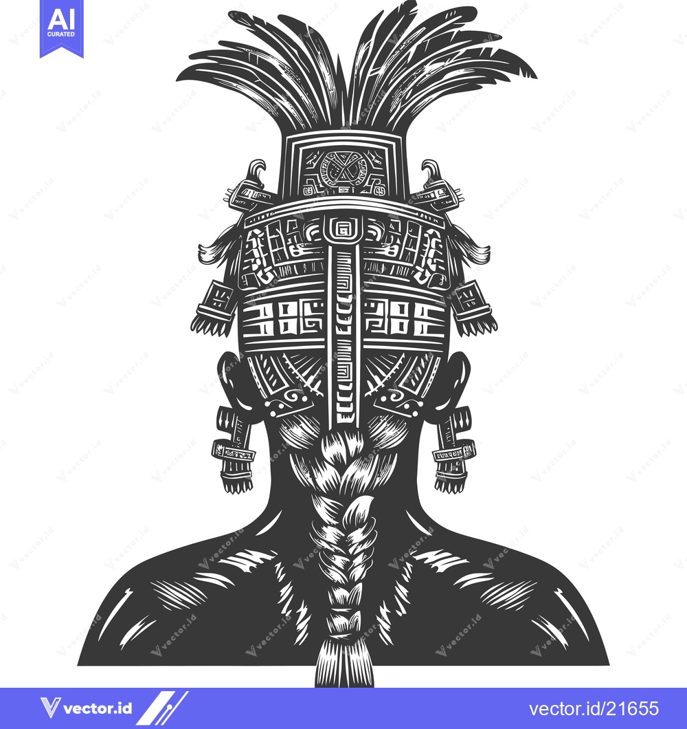 Premium Vector of Back View of a Person Wearing a Traditional Mesoamerican Headdress