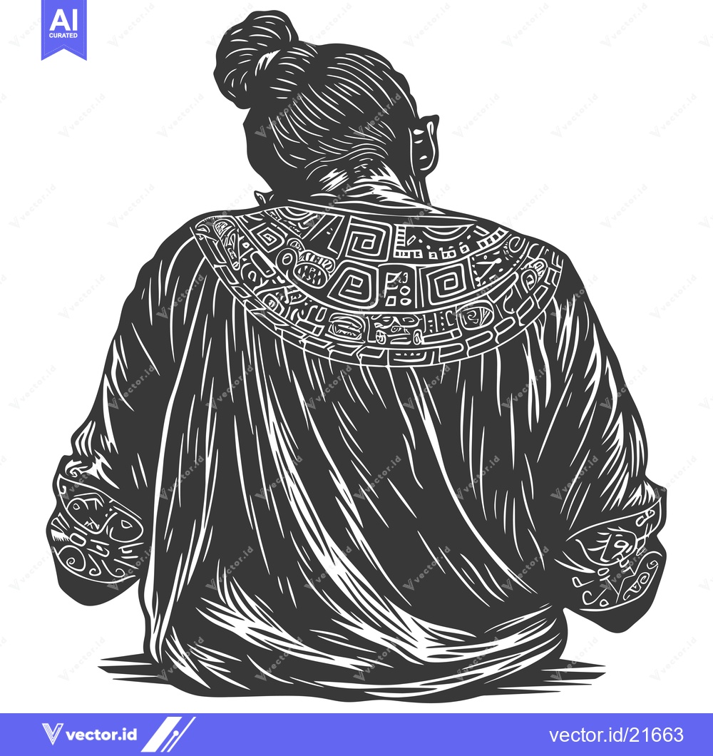 Premium Vector of Back View of a Woman with an Ornate Necklace
