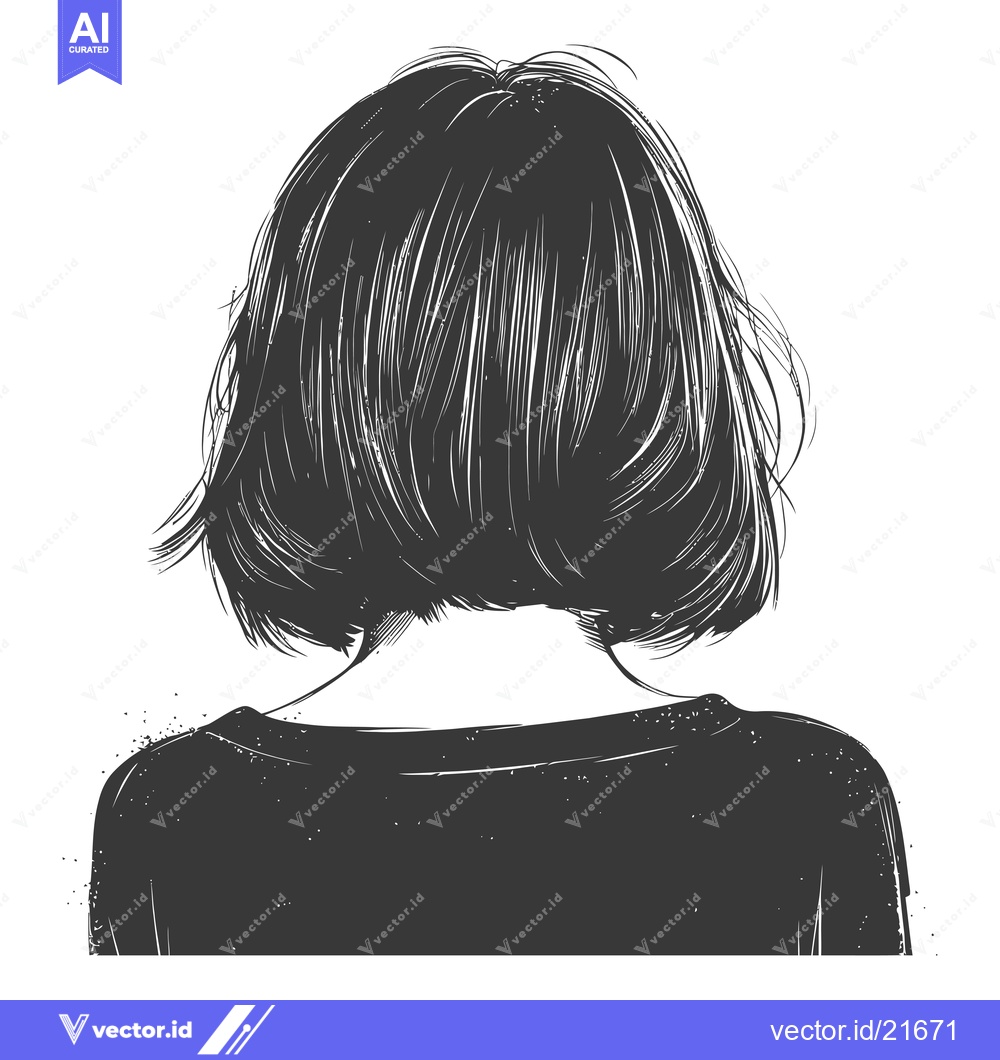 Premium Vector of Back View of a Woman with Short, Wavy Hair