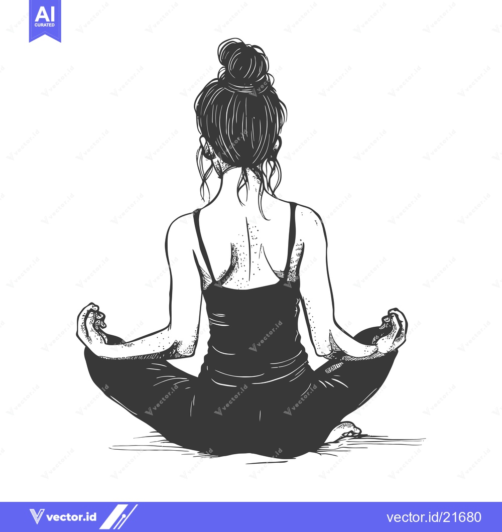 Premium Vector of Back View of Woman Sitting in a Meditation Pose