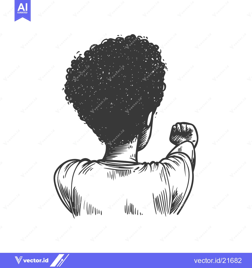 Premium Vector dari Back View Sketch of a Person with a Fist Raised