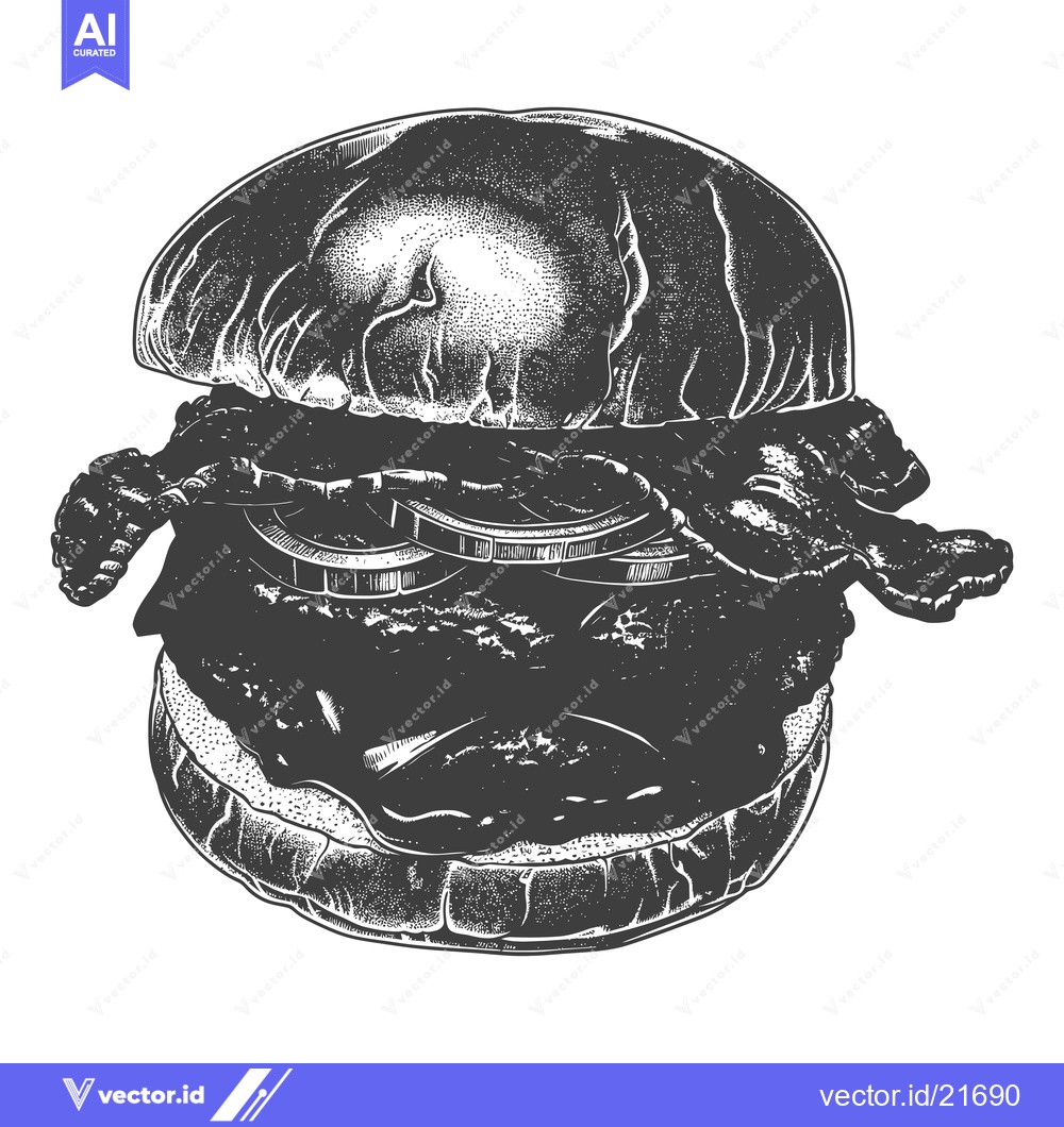 Premium Vector dari A detailed illustration of a delicious bacon burger