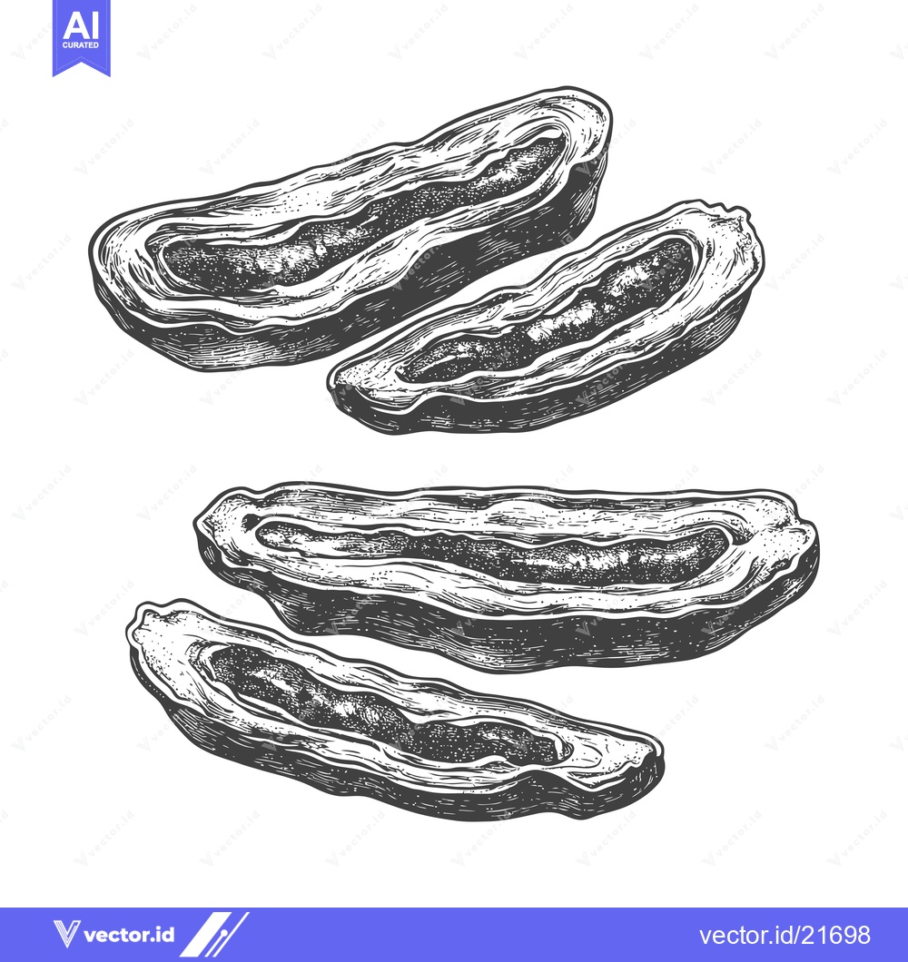 Premium Vector of Sliced dates are displayed with engraving style illustration