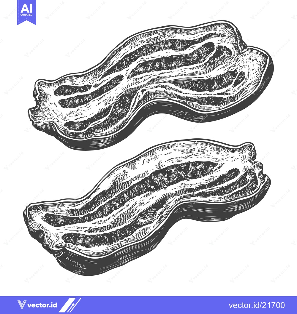 Premium Vector dari Two pieces of delicious bacon are shown in this image