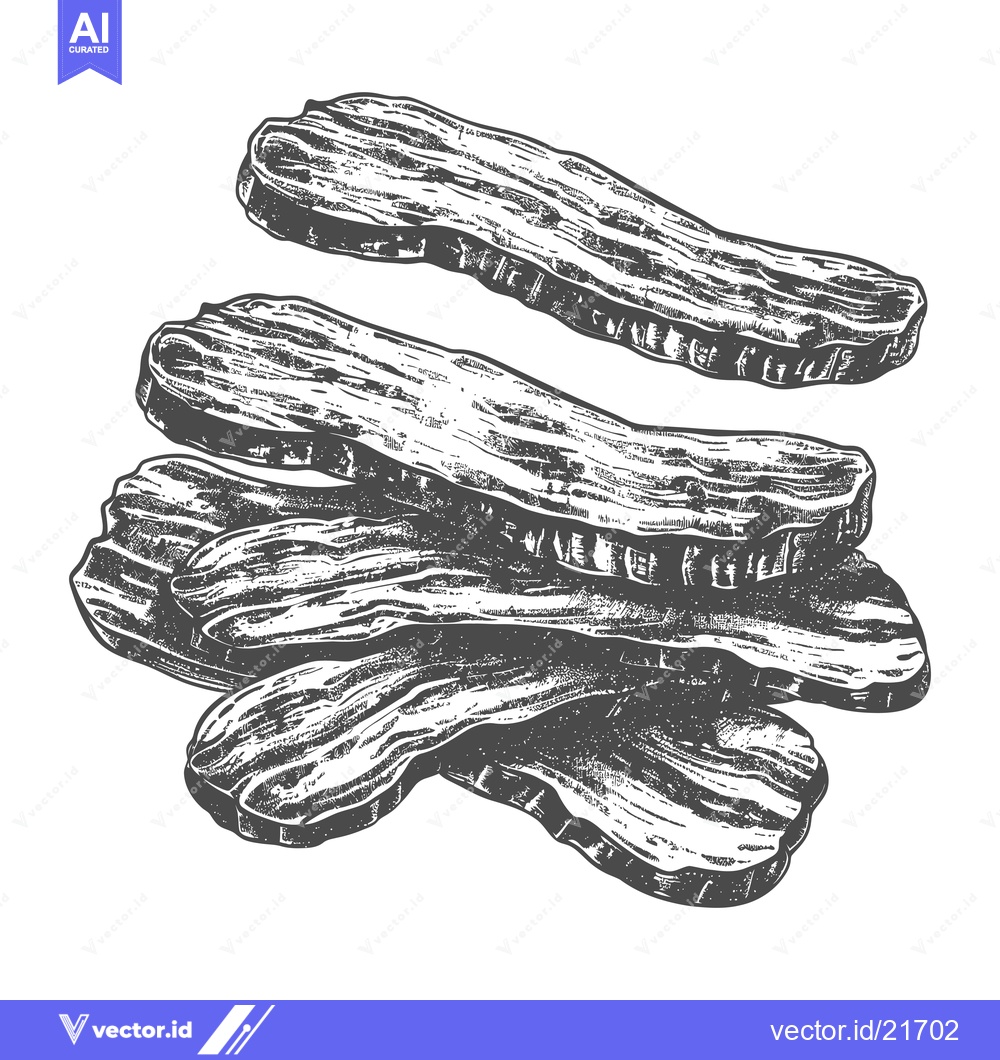 Premium Vector of Freshly Smoked Bacon Slices Stacked Over A White Background