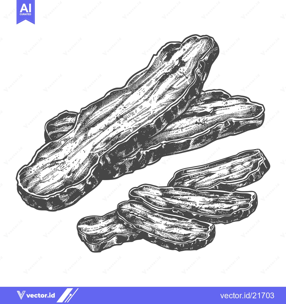 Premium Vector of Various Slices of Processed Meat in Detailed Gray Scale