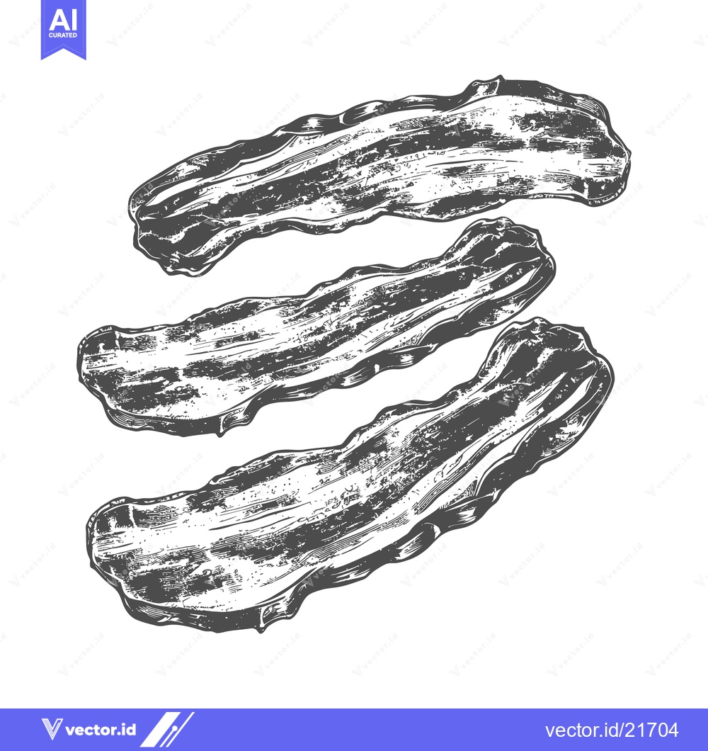 Premium Vector of Three slices of bacon against a pure white background