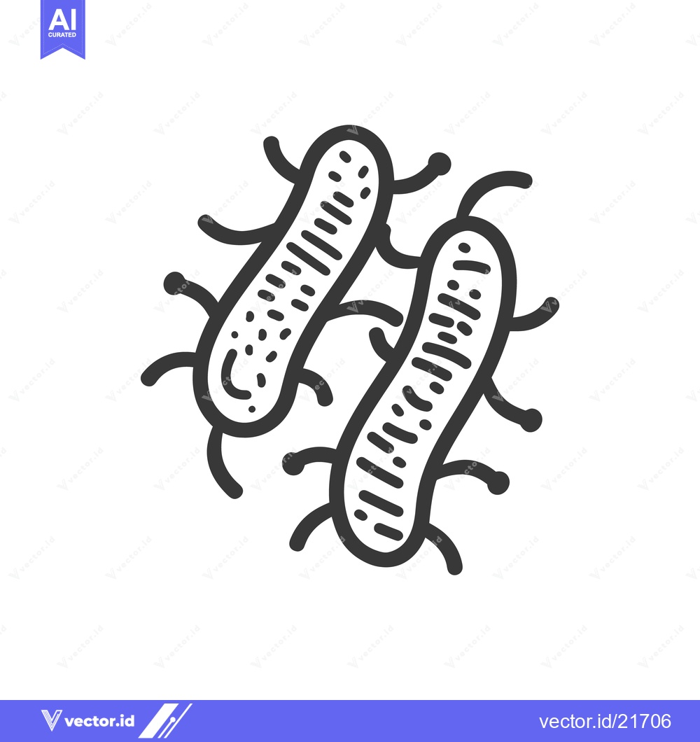 Premium Vector dari Two microscopic stylized rod shaped organisms with multiple appendages