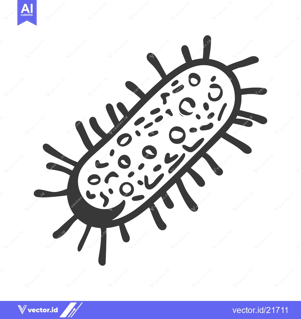 Premium Vector dari An illustrative drawing of a single bacterial cell on white background