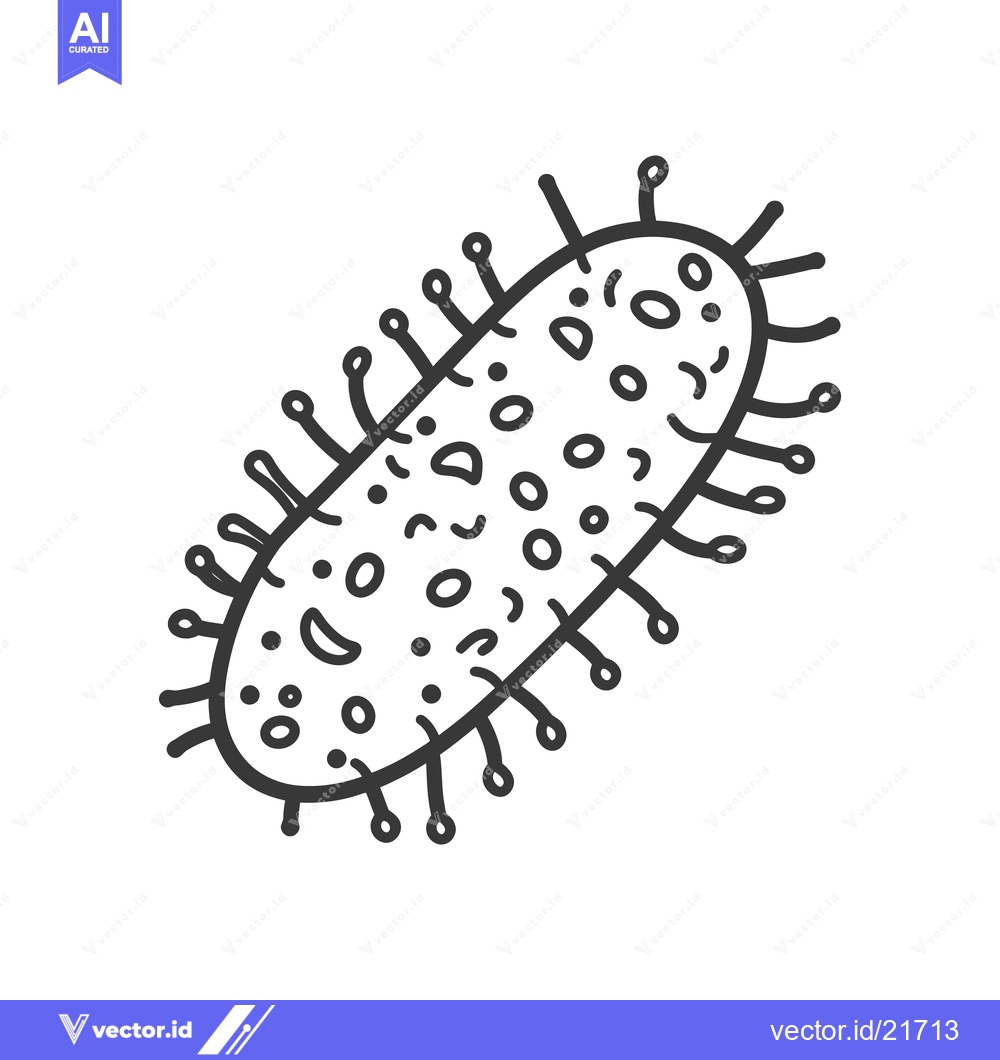 Premium Vector dari An illustration showing a bacterium in a black and white style