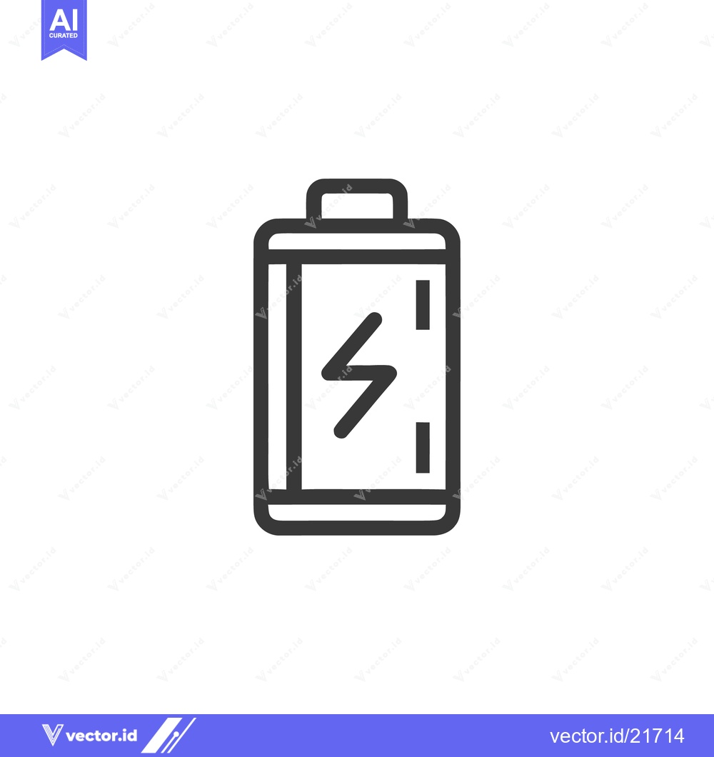 Premium Vector dari Minimalist Battery Icon with Lightning Bolt, Energy Symbol