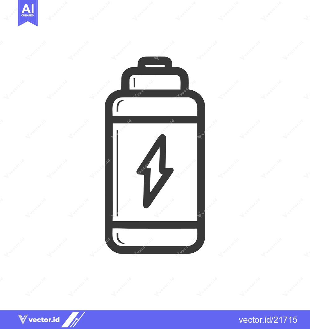 Premium Vector dari Minimalist Battery Icon with Lightning Bolt Symbol in Black and White