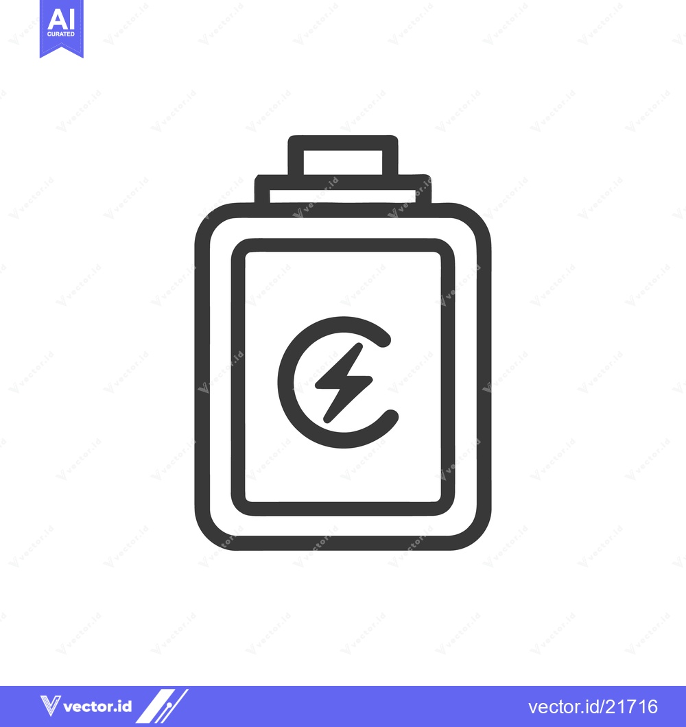Premium Vector dari Battery Icon with Lightning Bolt Symbol, Minimalist Design
