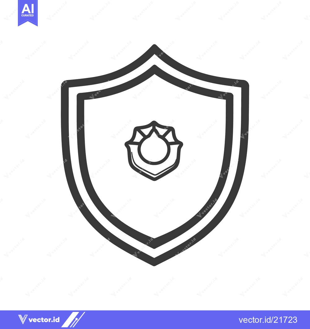Premium Vector of A monochrome illustration of a shield and a badge symbol
