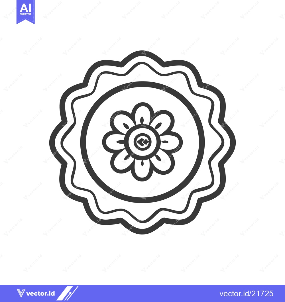 Premium Vector of A simple floral design within a decorative circular scalloped border