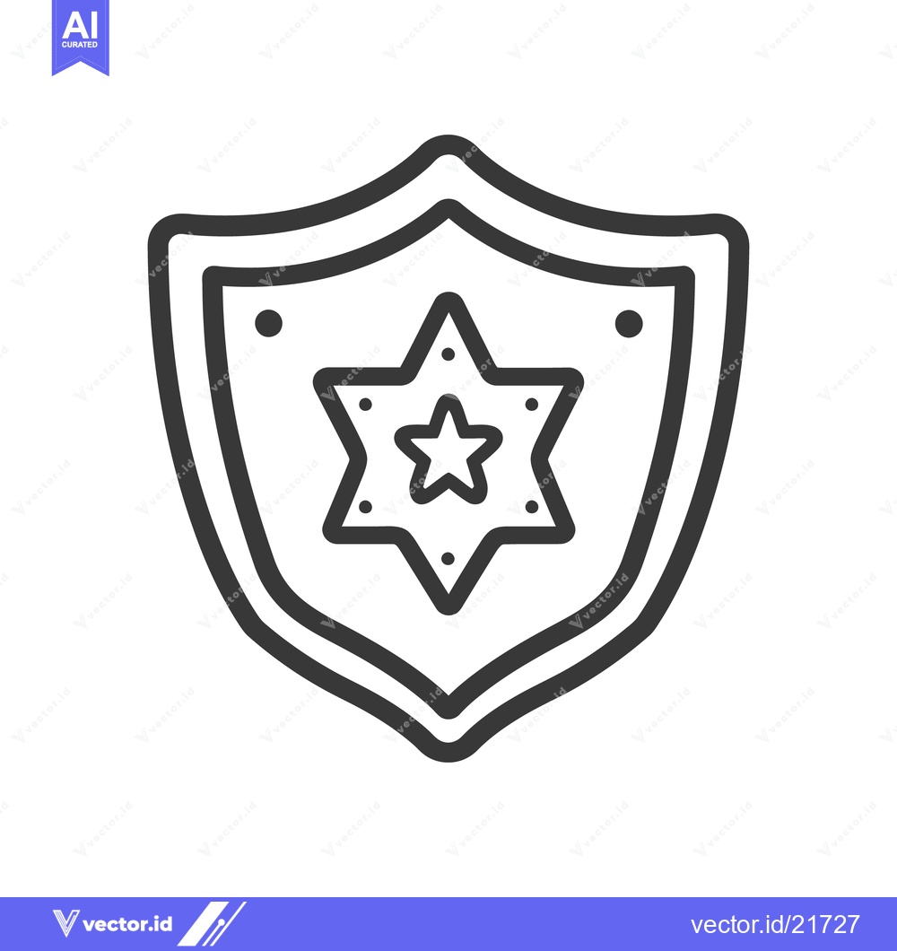 Premium Vector of A grey outline depiction of a security shield with stars