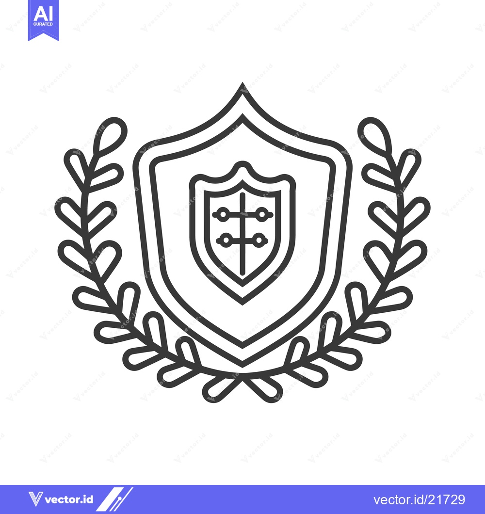 Premium Vector dari A black and white shield surrounded by decorative foliage