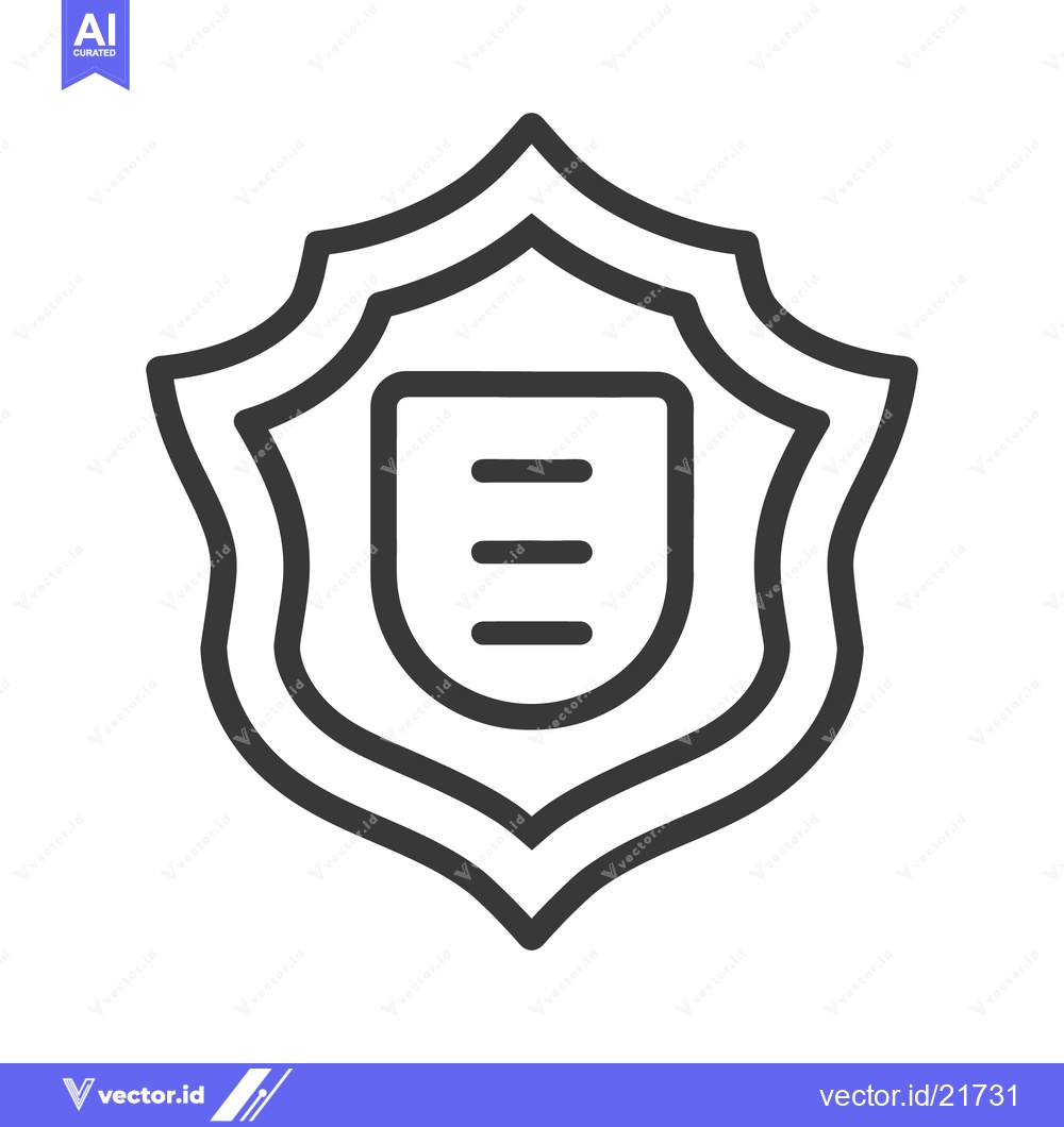 Premium Vector dari A simple shield icon with three lines and a border